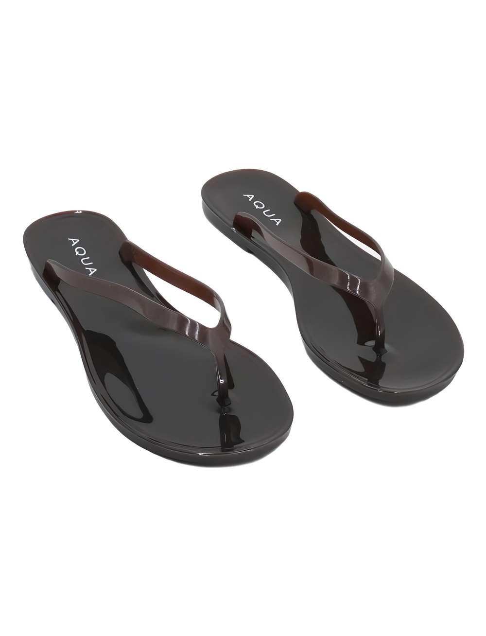 AQUA Clara Mocha Brown Jelly Thong Sandals Size 7M